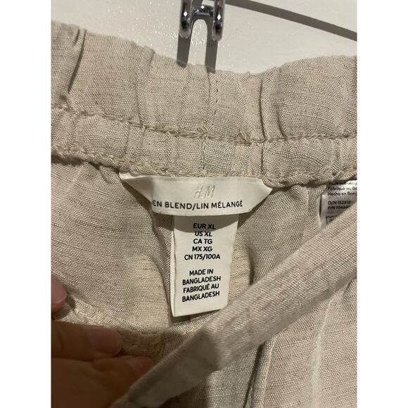 H&M Women's Wide‎ Leg Casual Pants, Light Khaki, XL Linen Blend - Picture 3 of 6